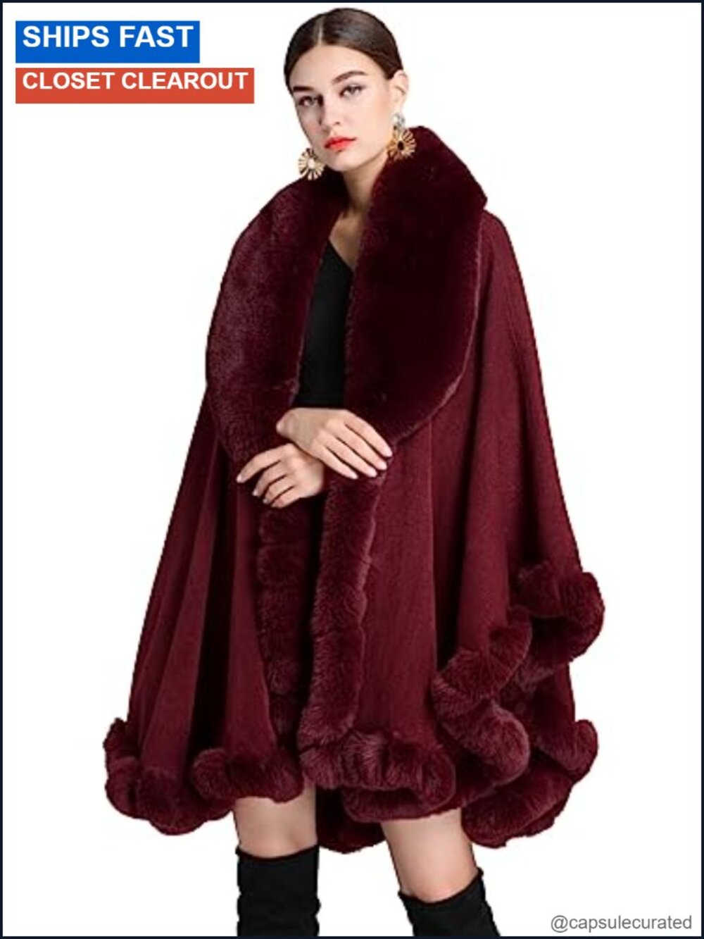 Faux Fur Wrap Shawl Poncho Cape One Size Evening Wedding